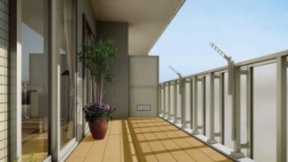 ↑集合住宅向けバルコニー用 リウッドデッキ 200 横張り FD_FDホワイトブラウン_XGSS0340
