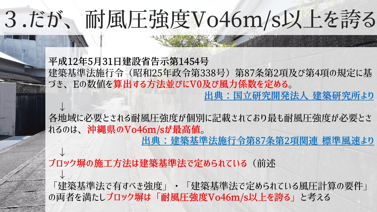 ブロック塀の耐風圧強度