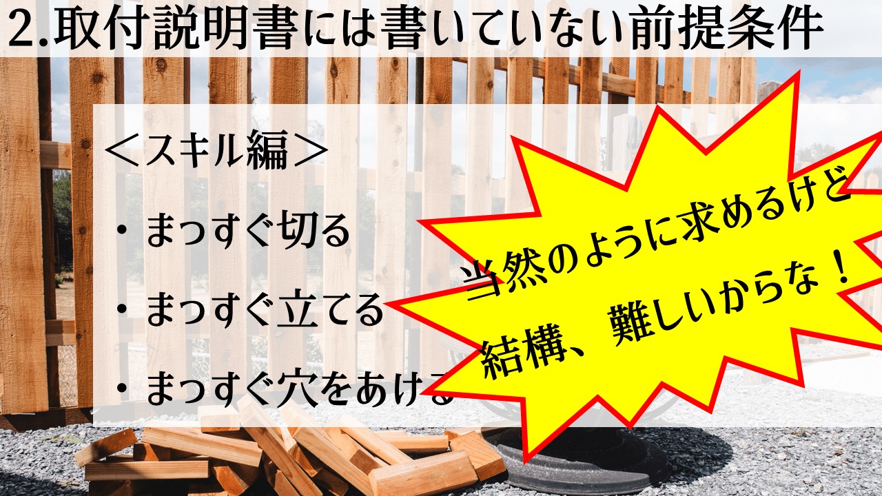 DIY初心者へ!取付説明書には書いていない前提条件
