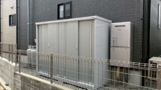 福岡市南区 地盤を転圧して再設置した物置